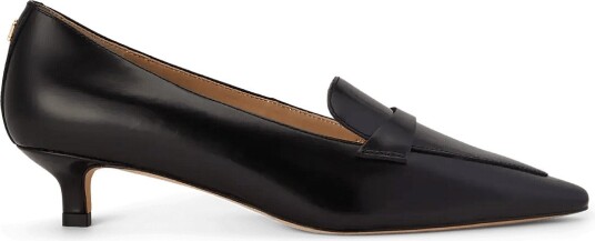 Lauren Ralph Lauren Francesca Glazed Leather Loafer Pump Black 36