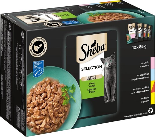 Sheba Våtfôr Selection I Saus Porsjonsposer Selection I Saus Fint Mangfold 24 X 85 G