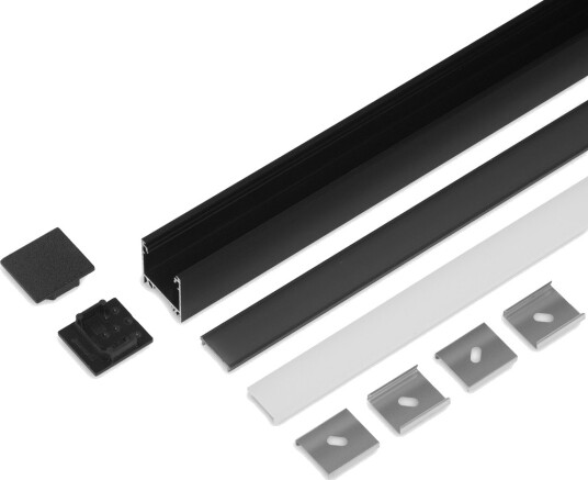 Topmet 2m sett LINEA20 + F CLICK Sort anodisert