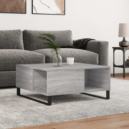 vidaXL Salongbord grå sonoma 80x80x36,5 cm konstruert tre