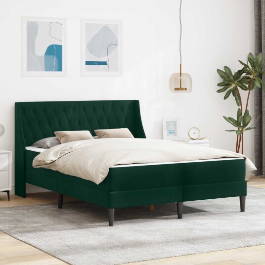 vidaXL Sengeramme med madrass Mørkegrønn 160 x 200 cm Fløyel vidaXL Sengeramme med madrass Mørkegrønn 160 x 200 cm Fløyel