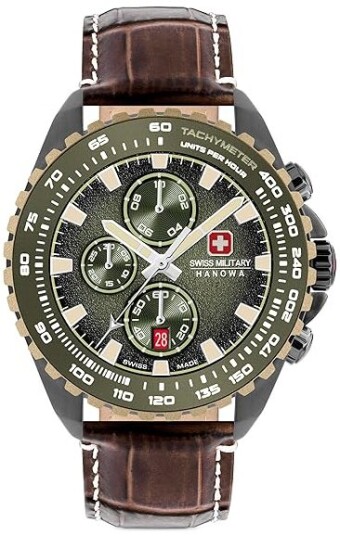 Swiss Military Hanowa Herreklokke SMWGC0001840 Hanowa Grønn/Lær Swiss Military Hanowa Herreklokke SMWGC0001840 Hanowa Grønn/Lær