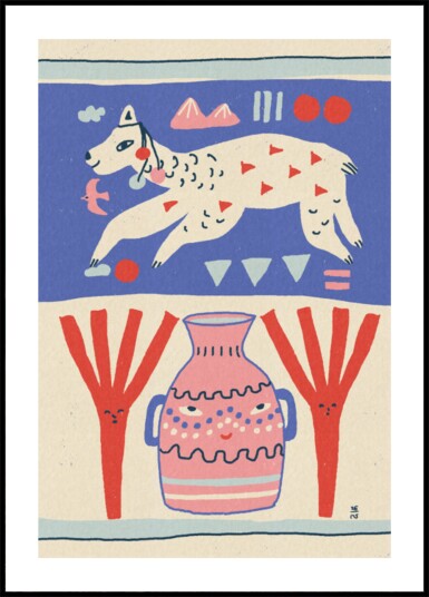 Playful Llama Folk Art Plakat / 30x40
