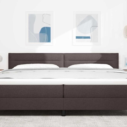 LED Hodegavl Linjer Design Mørk Brun 200 cm Stoff
