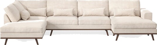 Copenhagen 5 seters Venstrevendt U formet Large Sofa med Divan og Sjeselong i Chenille   Beige