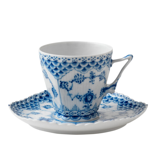 Royal Copenhagen Musselmalt Helblonde kaffekopp med skål 14 cl