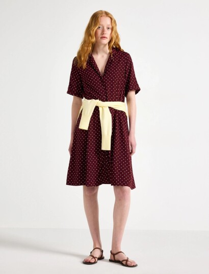 Lindex Woven Mini Dress Burgundy XS