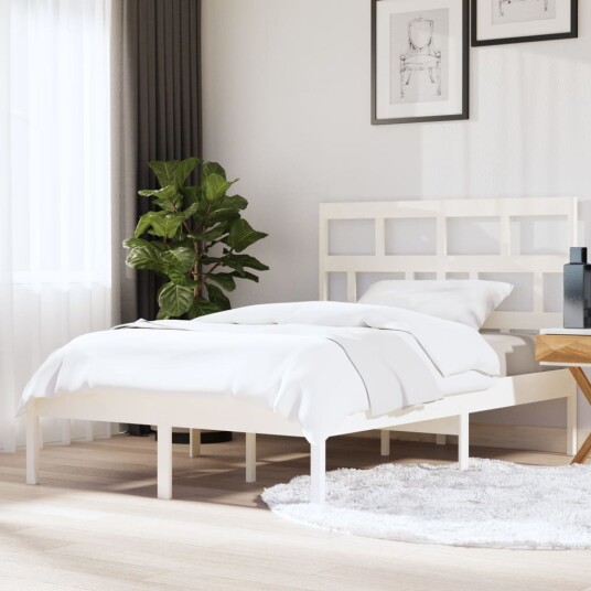 vidaXL Sengeramme hvit heltre 150x200 cm 5FT King Size 8720286962114