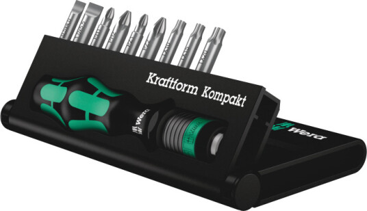 Wera Kraftform Kompakt 10 Bitsskrutrekker med 10 Deler og Bæretaske