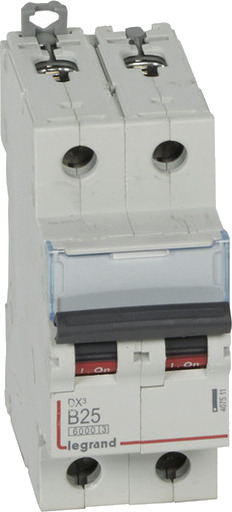 Legrand DX3 MCB automatsikring B25 2P 2M 6/10kA