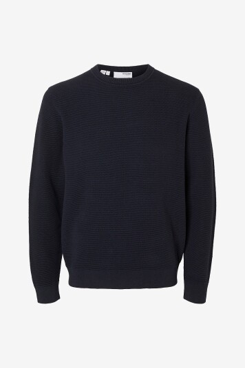 Selected Homme Genser slhRoss LS Knit Structure Crew Neck Blå Selected Homme Genser slhRoss LS Knit Structure Crew Neck Blå