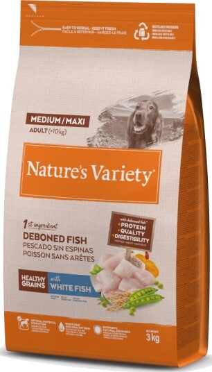 Nature’S Variety Tørrfôr Adult Nature'S Variety Healthy Grains Medium Maxi Hvit Fisk 3 kg Nature’S Variety Tørrfôr Adult Nature'S Variety Healthy Grains Medium Maxi Hvit Fisk 3 kg