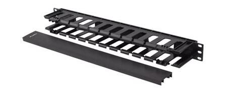 Lanberg - Rackkabelorganisator - Plastic, Type A - Ral 9004, svart 1U - 19"