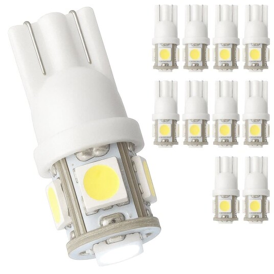 10-Pak - T10 W5W Hvite LED-Lamper - Bil LED-Lys
