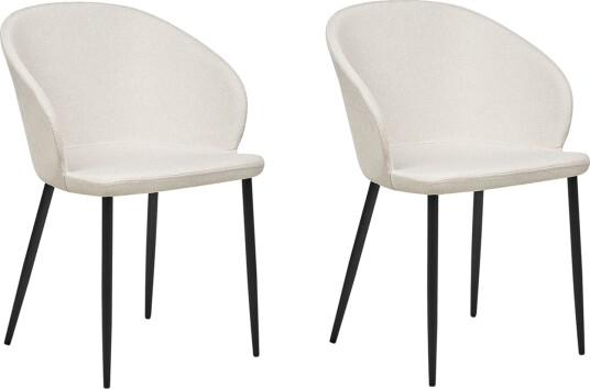 Matsalsstol Beliani Mason set om 2 Beige-Svart Ljusbeige -