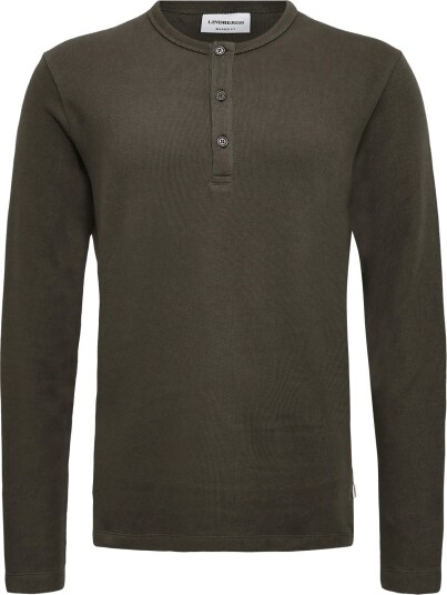 Lindbergh Basic Granddad Tee L/S BLACK OLIVE XL