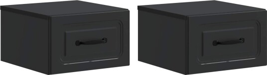  Vegghengt Nattbord 2 pcs Svart 34,5 x 33 x 20 cm Konstruert tre