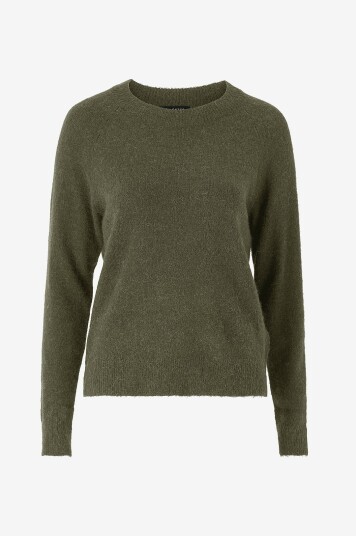 Selected FEMME - Genser slfLulu LS Knit O-neck - Grønn