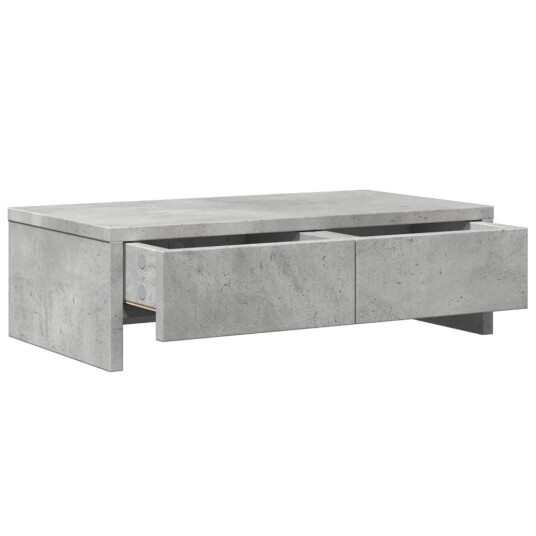 Skjermstativ med skuffer betonggrå 50x27x15 cm konstruert tre