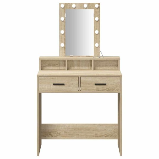 Sminkebord med LED lamper Sonoma Eik 79x41x140 cm