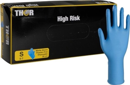 Engangshandske Thor High Risk S Blå Nitril   10 Stk.