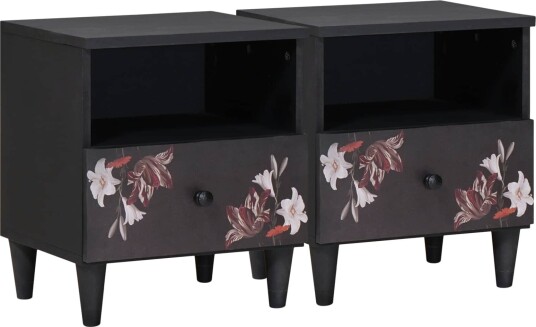  Nattbord med skuff 2 pcs Brun 40 x 33 x 46 cm Massiv mango tre