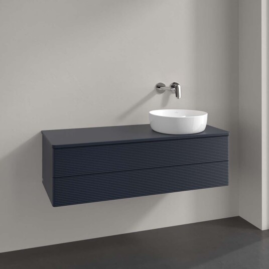 Villeroy & Boch Antao Servantskap med 2 skuffer 120x50x36 cm u/lys Blå Matt Villeroy & Boch Antao Servantskap med 2 skuffer 120x50x36 cm u/lys Blå Matt