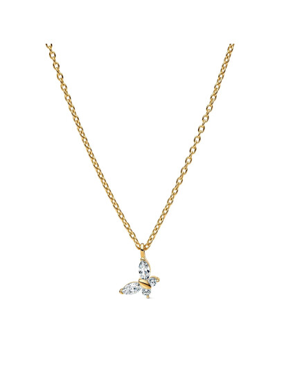 PANDORA Butterfly 14K Gold Plated Collier With Clear Cubic Zirconia |Guld |45 cm