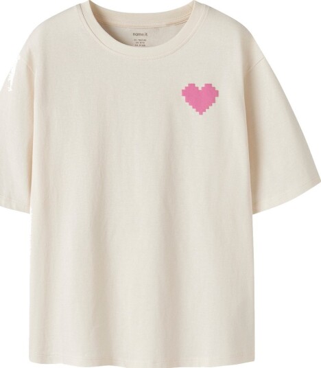 Name It T-skjorte - NkfLitten - Antique White - Name It - 6 år (116) - T-skjorte Beige Hvit Rosa Svart