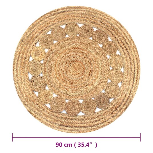 vidaXL Matte flettet jute 90 cm rund