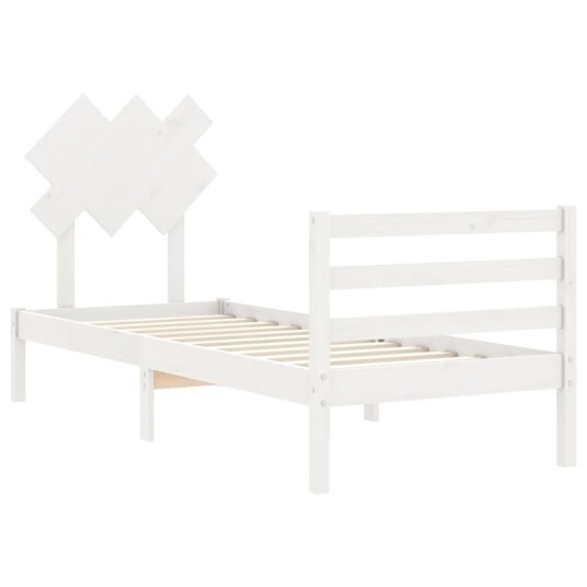 vidaXL Sengeramme med hodegavl hvit 3FT single heltre 8720845404222