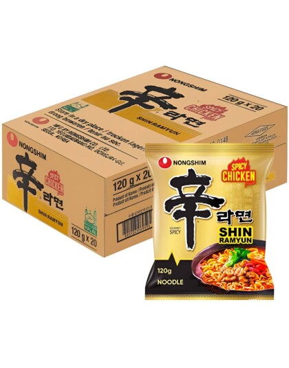20 stk Nongshim Instant Shin Ramyun Spicy Chicken Hel Eske 2,4 kg Korea Import