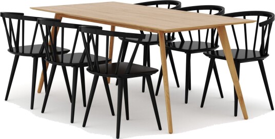 Tyrö Spisegruppe med 6 Tyrö Armstoler Oak/Black