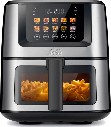 Solis Air Fry & Dry XL Airfryer - 7,5L, 1870W, 10 programmer - Svart