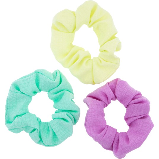 Dazzling Scrunchie 3 Pack Purple/Yellow/Green