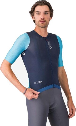 Castelli Coretto sykkeltrøye korte ermer belgian blue/neon cobalt/white herre