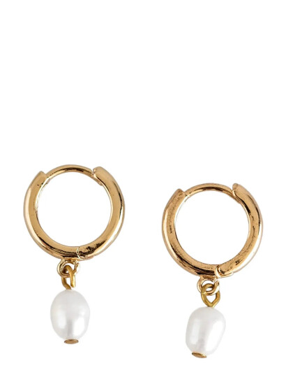 TIMI OF SWEDEN Pearlpearl Small Hoop Earrings Stainless Steel Guld One Size