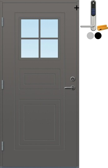 Ytterdør Bygg1 Utvik Cotswold med Yale Entrus BxH 110x210 cm Høyre, NCS S-6500-N, Grå, Yale Sølv