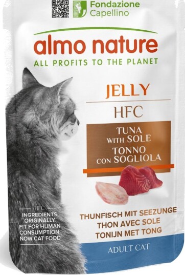 Almo Nature Hfc Våtfôr Jelly Pouch Tunfisk Og Flyndre 6 X 55 G