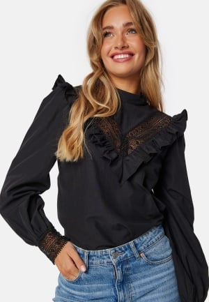 BUBBLEROOM Frill Lace Blouse Black L