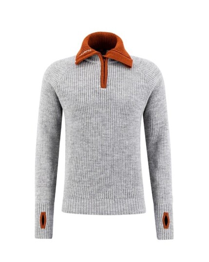 Ulvang Rav Sweater w/zip Unisex Grey Melange/Arabian Spice M