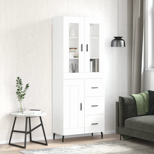 vidaXL Highboard hvit 69,5x34x180 cm konstruert tre 8720845480950 vidaXL Highboard hvit 69,5x34x180 cm konstruert tre 8720845480950