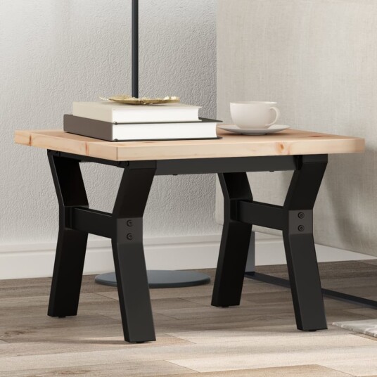 Salongbord X-ramme 50x50x35,5 cm heltre furu og støpejern 3282769