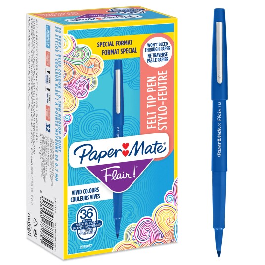 Paper Mate Flair Felt Tip Pens Medium Point 0.7mm Blå 36 Count