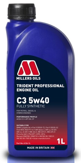 Motorolje MILLERS TRIDENT PROFESSIONAL C3 5W40 1L Motorolje MILLERS TRIDENT PROFESSIONAL C3 5W40 1L
