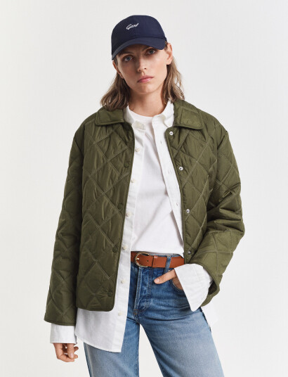 GANT Quilted Jacket With Collar - Khaki green - S GANT Quilted Jacket With Collar - Khaki green - S