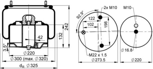 Luftbelg fjæring CONTITECH AIR SPRING 6753 N P02L
