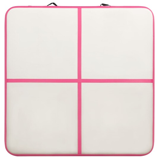 vidaXL Oppblåsbar PVC gymnastikkmatte med pumpe 200x200x15 cm rosa
