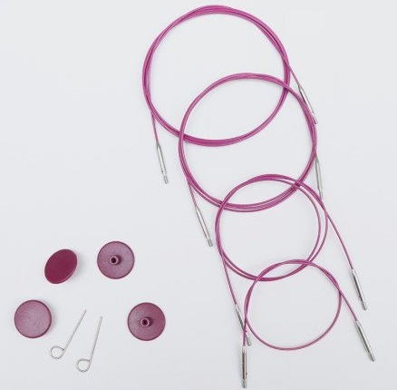 KnitPro Wire Kabel til utskiftbare rundstrikkepinner 76 cm (blir 100 cm inkl pinner) Lilla