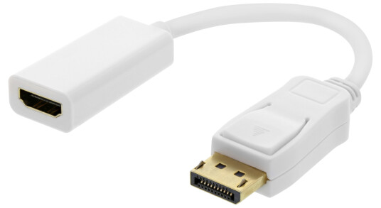 Deltaco DisplayPort til HDMI Adapter 4K 60Hz 0,2m Hvit